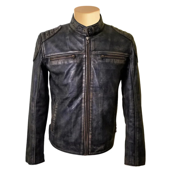 Hendrix's Distressed Leather Jacket with collar belt