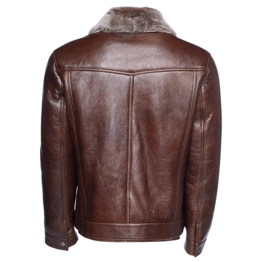Dashiell brown trucker shearling jacket