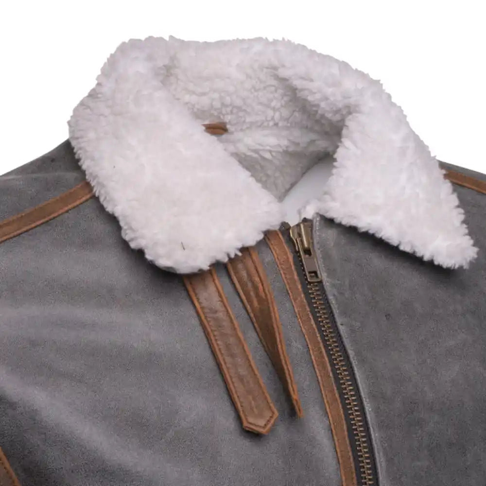 Scott's Patched Leather jacket with Sherpa Lining