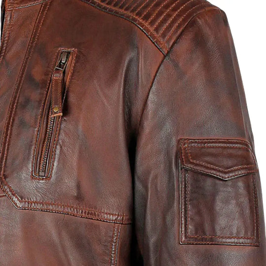 Allen Men's Burnished Timber Leather Jacket