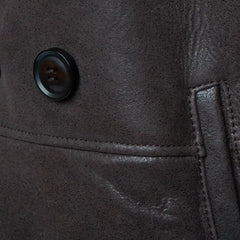 Jozef's 3/4 length brown shearling buttoned coat