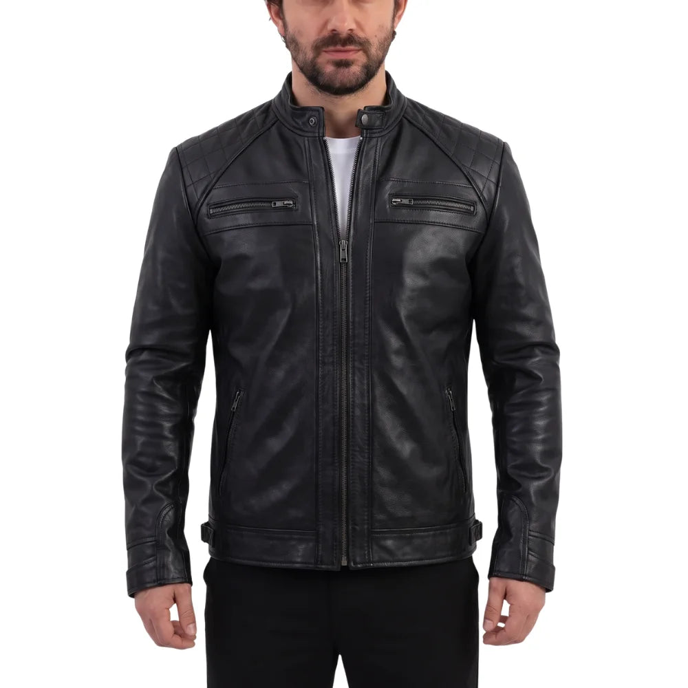 Finnian's Black Midnight Café Racer Jacket
