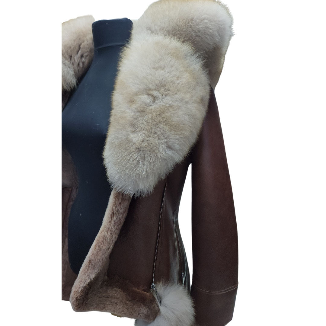 Gianna's brown shearling fur coat