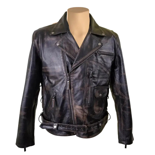 Arnold Schwarzenegger Terminator 2 Distressed Leather  Biker Jacket