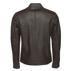 Arthur Dark Brown Café Racer Leather Jacket back view brown leather jacket