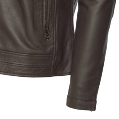 Arthur Dark Brown Café Racer Leather Jacket sleeve detail brown leather cuff