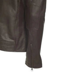Arthur Dark Brown Café Racer Leather Jacket cuff detail leather biker jacket