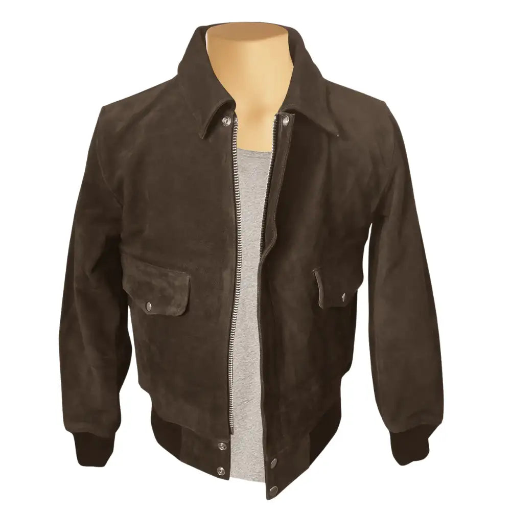 Bernard's Dark Brown Bomber Style Leather Jacket