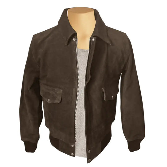 Bernard's Dark Brown Bomber Style Leather Jacket