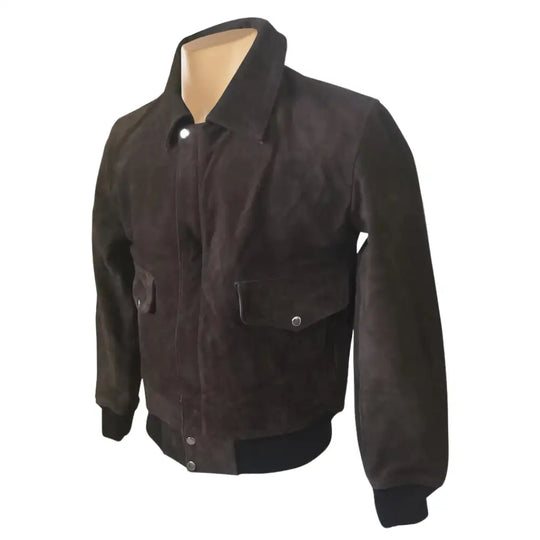 Bernard's Dark Brown Bomber Style Leather Jacket