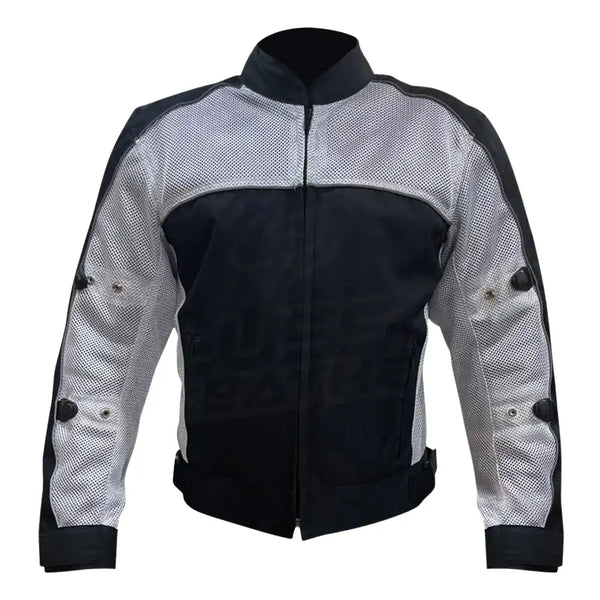 Black and White Waterproof Armored Leather Motorcycle Jacket