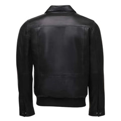 Black Leather Jacket with Collars back view black leather jacket
