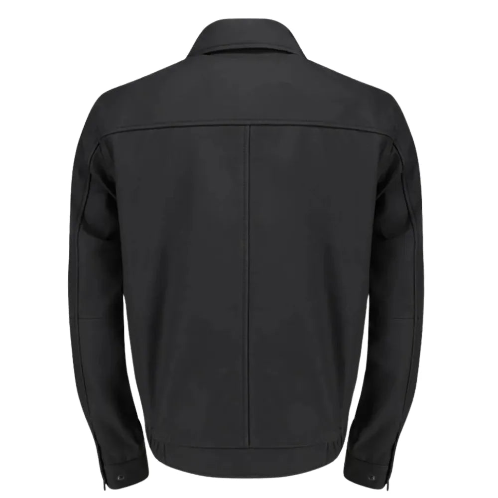 Blaze Matte Black Classic Leather Jacket back view matte black leather jacket