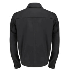 Blaze Matte Black Classic Leather Jacket back view matte black leather jacket