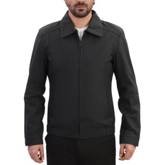 Model styling Blaze Matte Black Classic Leather Jacket minimalist leather jacket look