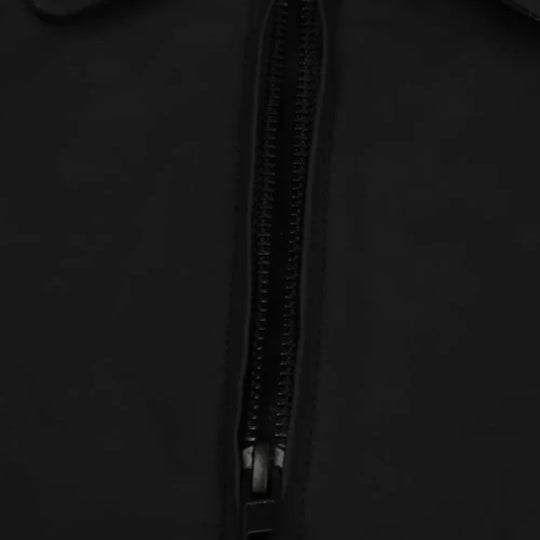 Blaze Matte Black Classic Leather Jacket close up zipper on leather jacket