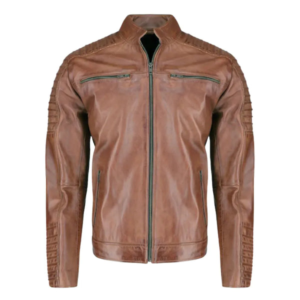 Cafe racer distressed jacket with piping