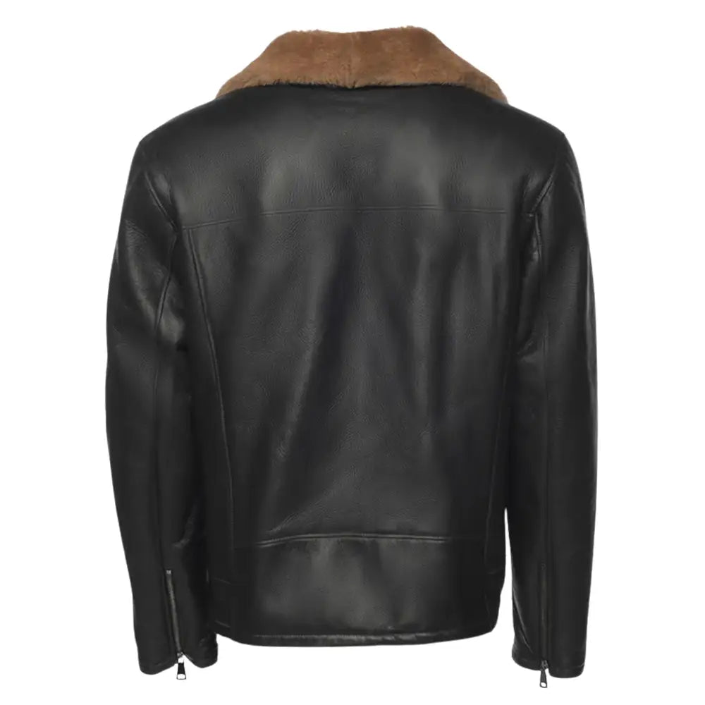 Back view of the Carters Ginger Brown Shearling Leather Biker Jacket
