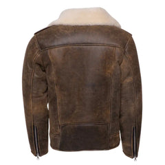 Carter's Distressed Leather Biker Bomber Jacket back view distressed leather bomber jacket