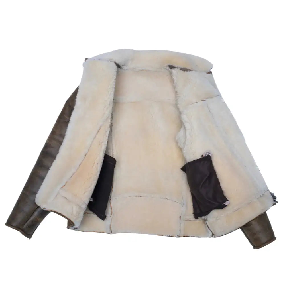 Carter's Distressed Leather Biker Bomber Jacket close up distressed leather texture