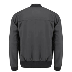 Colt Matte Black Ribbed Bomber Jacket rear view black ribbed leather bomber jacket