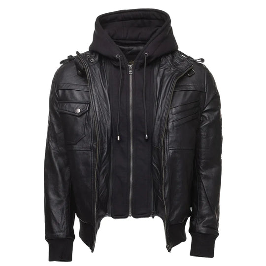 Daniel Clark Iron Hawk Hooded Bomber Jacket men's hooded bomber jacket front profile
