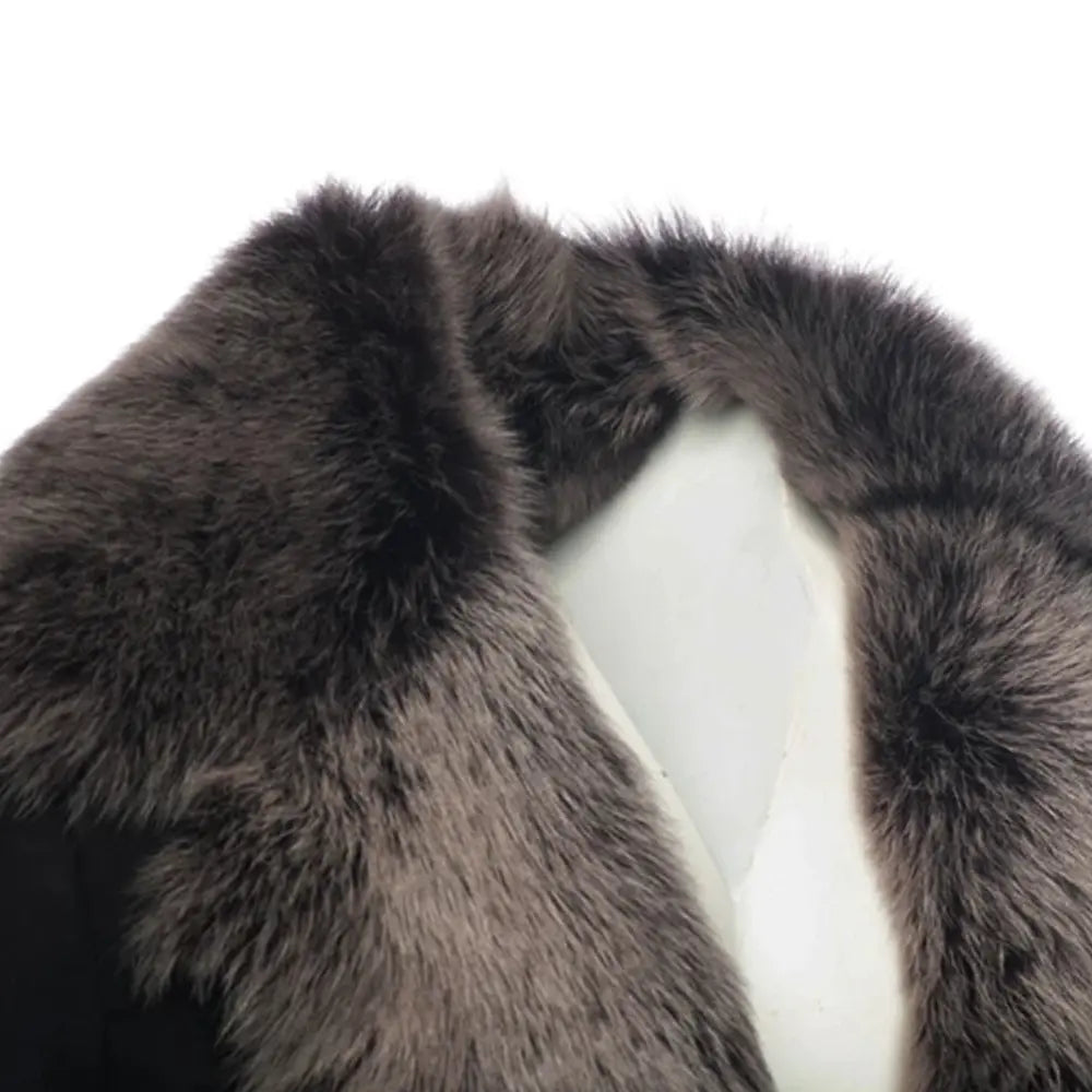 Georges Toscana Shearling Sheepskin Coat close up shearling collar detail