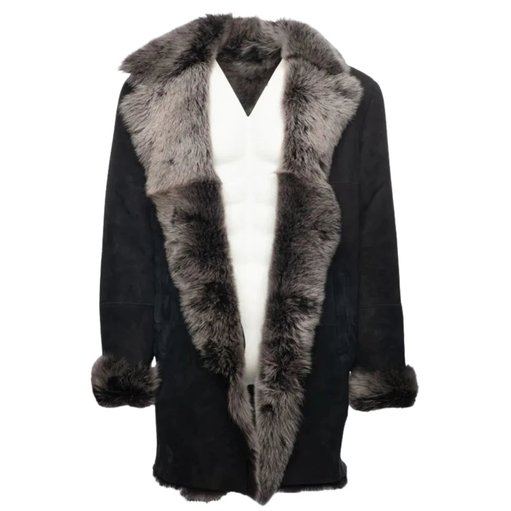 Georges Toscana Shearling Sheepskin Coat front angle luxury sheepskin winter coat