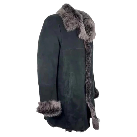Georges Toscana Shearling Sheepskin Coat side profile shearling sheepskin coat
