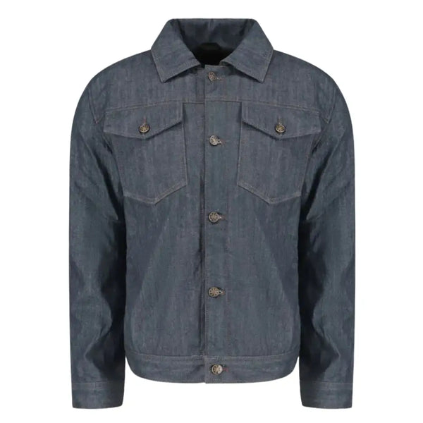 Julian Armored Blue Denim Leather Motorcycle Jacket with Kevlar Lining