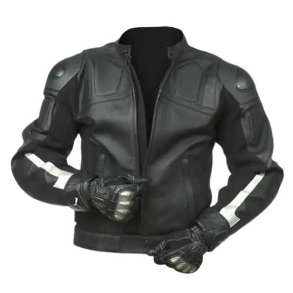 Leather Motorcycle Racer Jacket with Armor