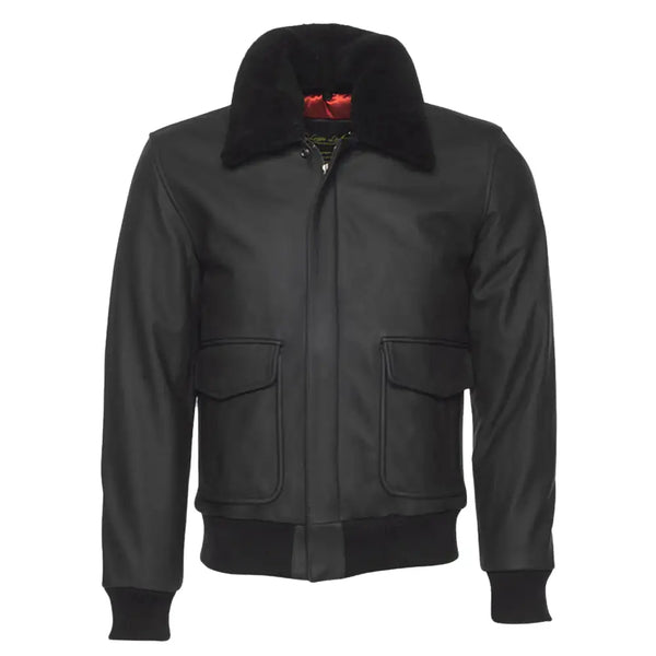 Matte Black A2 Bomber Leather jacket
