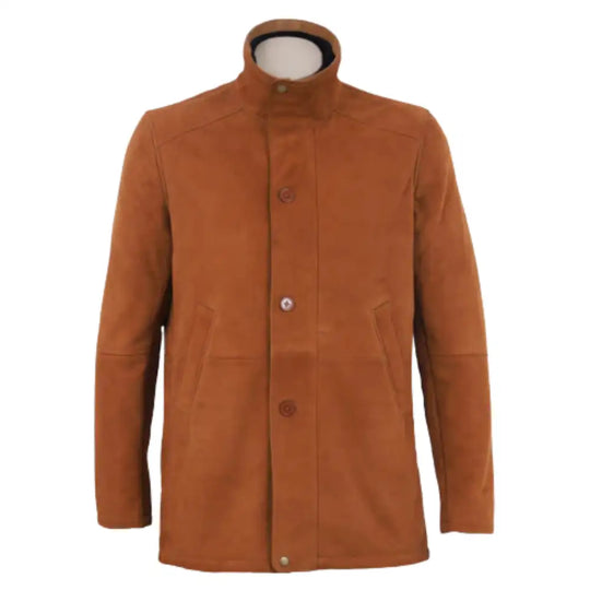 Maxim Tan Suede buttoned up coat