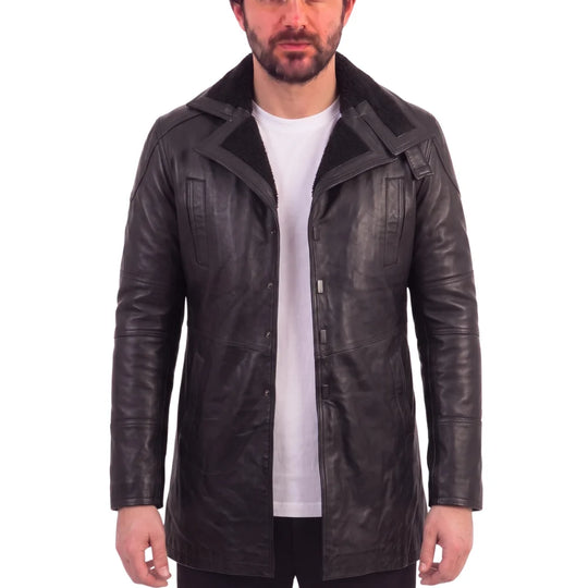 James' Tempest Black Leather Trench Coat