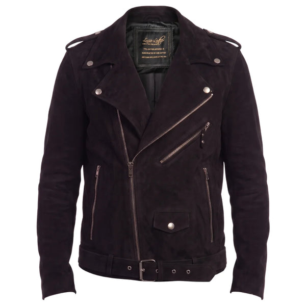 Suede Belted Leather Biker Jacket