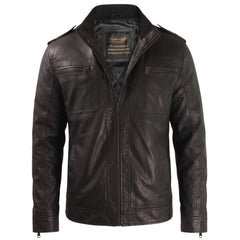 Black jacket with straight collar and shoulder epaulettes