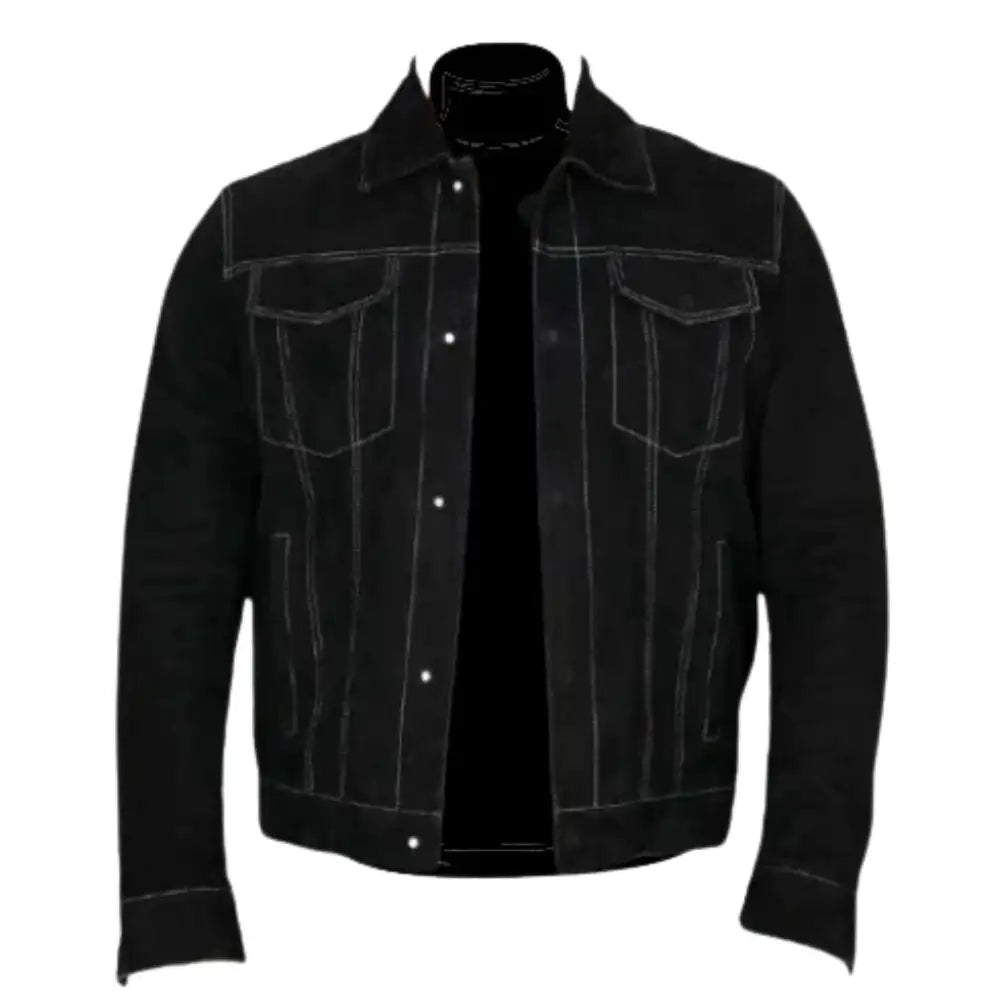 River black trucker suede jacket