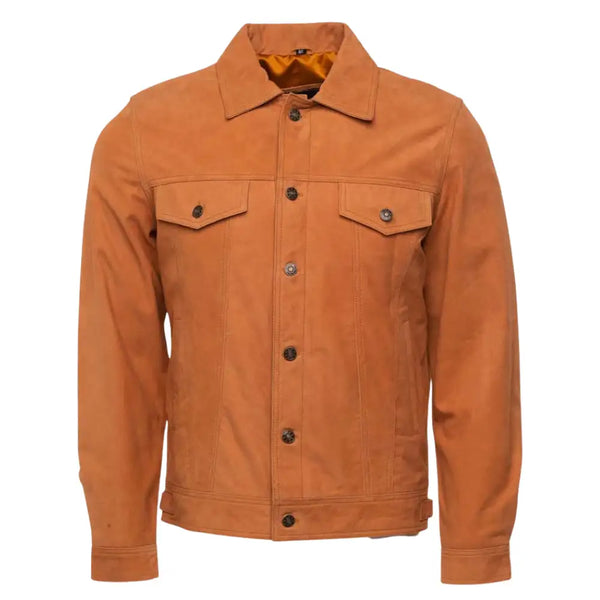 Trucker Shirt Tan Suede Leather jacket