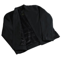 Tory Matte Black Cafe Racer Jacket side profile matte black leather racer jacket silhouette