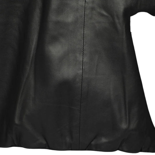 Victor Black Varsity Leather Jacket rear view varsity style leather jacket