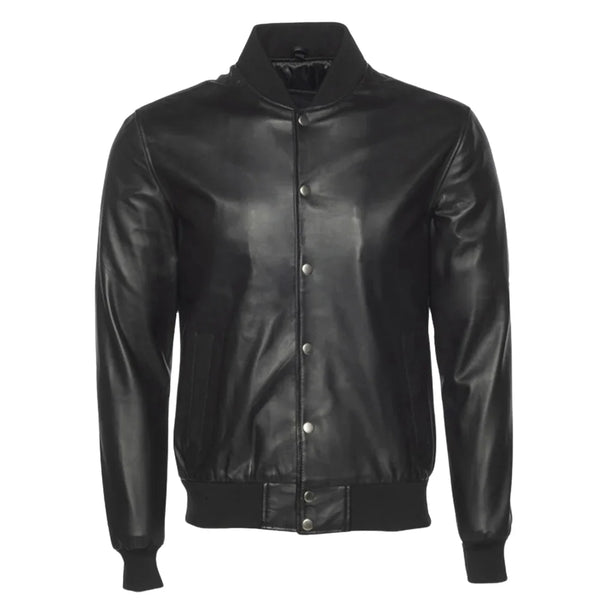 Victor Black Varsity Leather Jacket
