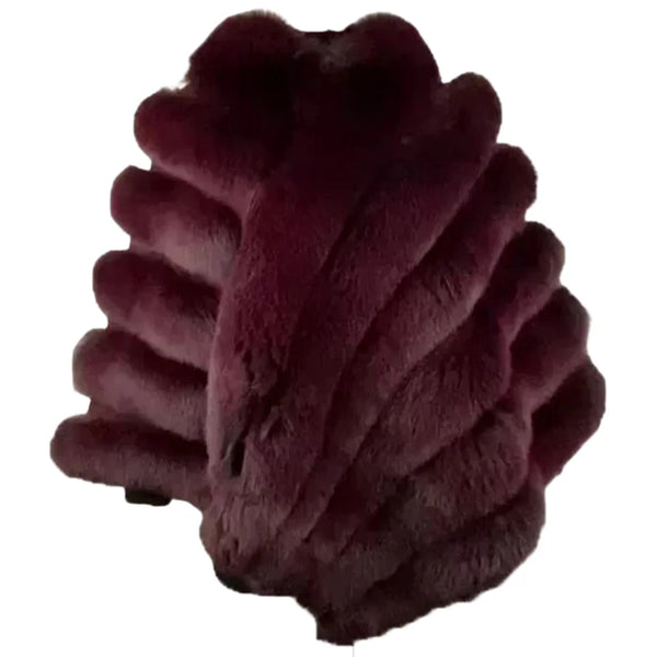 Women's Burgundy Fox Fur Cape/ Poncho