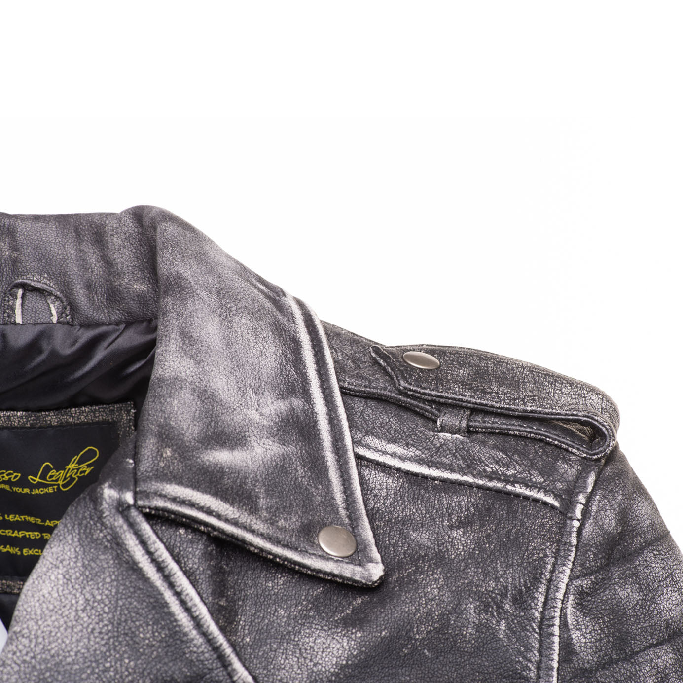 Miles stone wash biker leather jacket