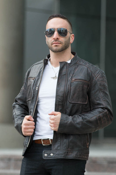 Stylish Fashionable Men's Benton Moto Leather Jacket 