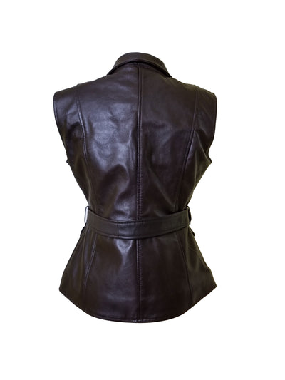 Comfortable Teejays leather vest with waist belt