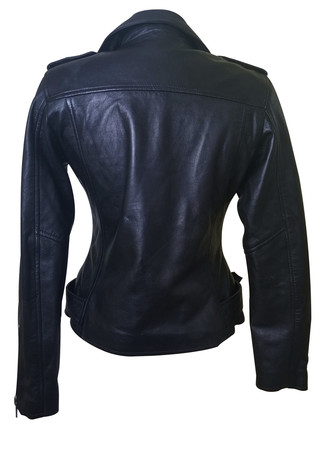 Stylish Arielles Black Leather Jacket with Waist Belt