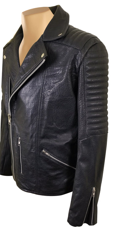 Soft Biker Jacket with Bubble Texture 