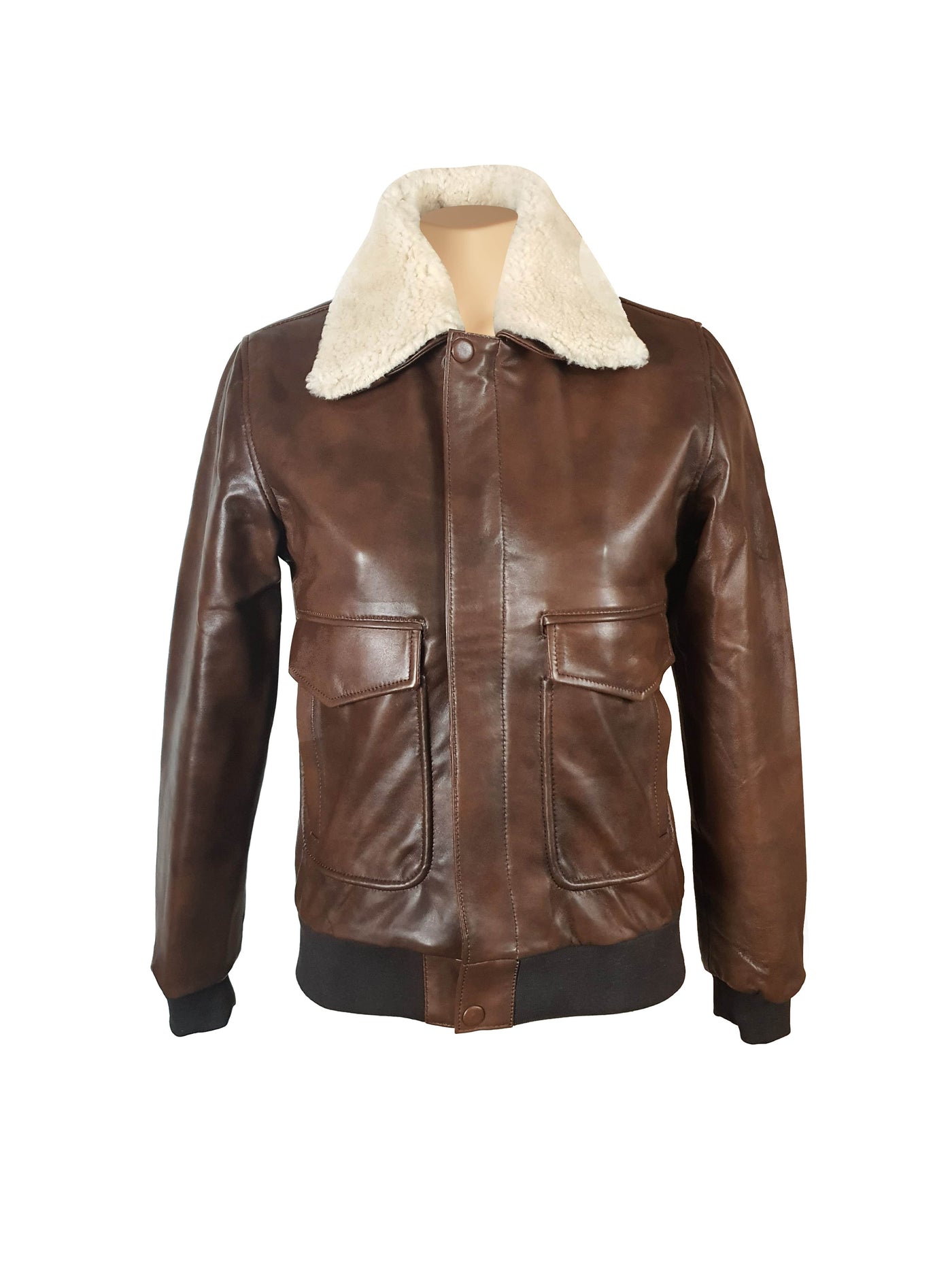 Winstons Genuine Leather Jacket with Fur Collar