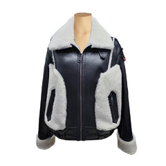 Vera Black on White Womens Shearling Jacket