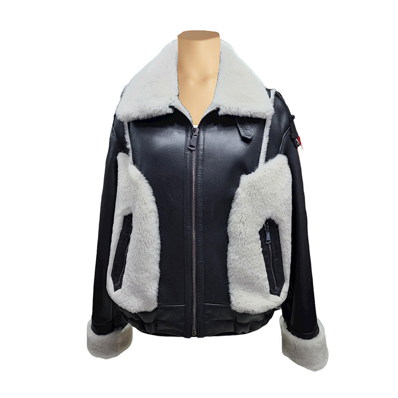 Vera Black on White Womens Shearling Jacket